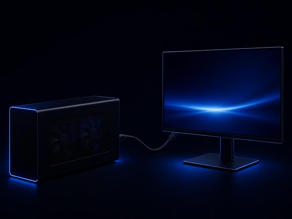 eGPU enclosure connected to an external monitor